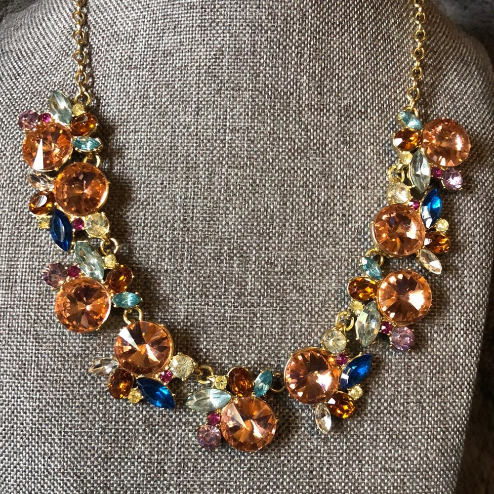 Gorgeous baublebar multicolored rivoli and mixed rhinestone necklace